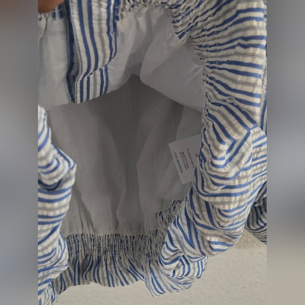 Democracy Blue and White Striped Button-Down Shirt - Picture 9 of 9